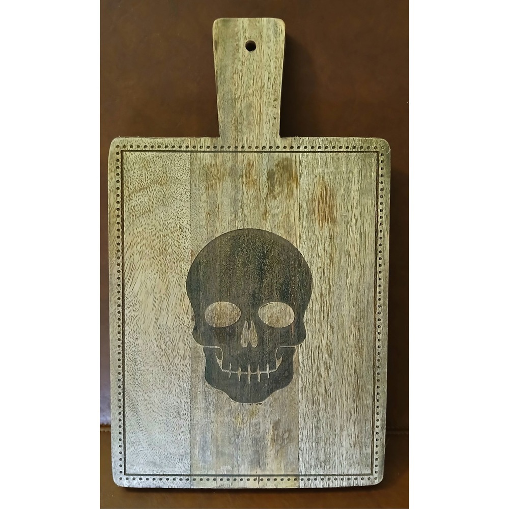 Halloween Skulls Wood Cutting Board, Party‎ Tray, Detressed Look Decor #1307